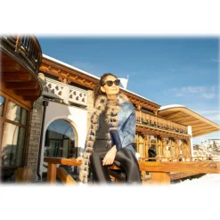 Miriam Tirinzoni - Aged Calfskin Jacket with Lapin Fur Interior - Blue Hazelnut - Jacket - Luxury Exclusive Collection - Avvenice