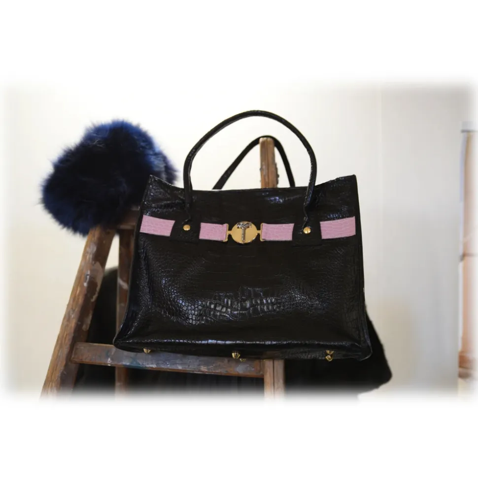 Miriam Tirinzoni - Black and Pink Color Bag - Bags - Luxury Exclusive Collection - Avvenice