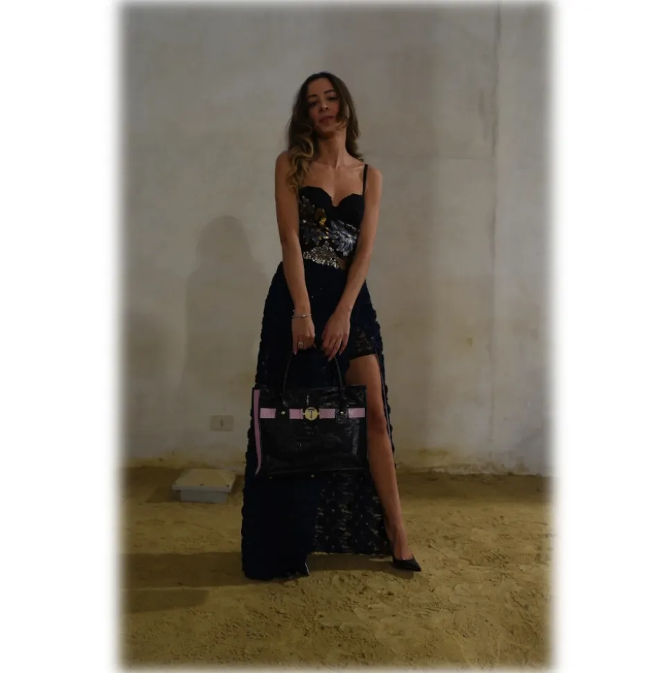 Miriam Tirinzoni - Black and Pink Color Bag - Bags - Luxury Exclusive Collection - Avvenice