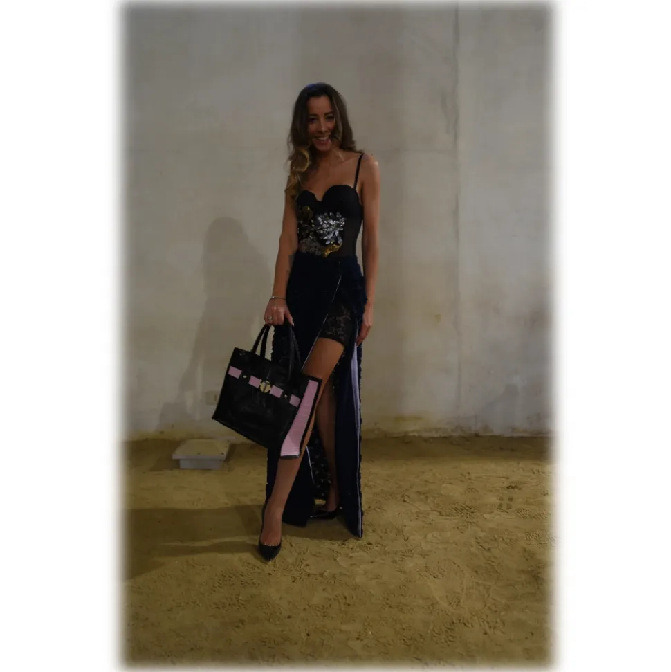 Miriam Tirinzoni - Black and Pink Color Bag - Bags - Luxury Exclusive Collection - Avvenice