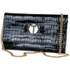 Miriam Tirinzoni - Black Calf Leather Bag with Crocodile Print - Bags - Luxury Exclusive Collection - Avvenice