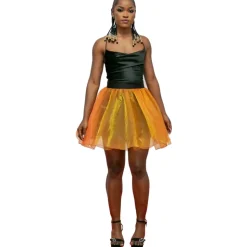 Miriam Tirinzoni - Black Dress with Orange Organza Skirt - Dresses - Luxury Exclusive Collection - Avvenice