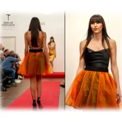 Miriam Tirinzoni - Black Dress with Orange Organza Skirt - Dresses - Luxury Exclusive Collection - Avvenice