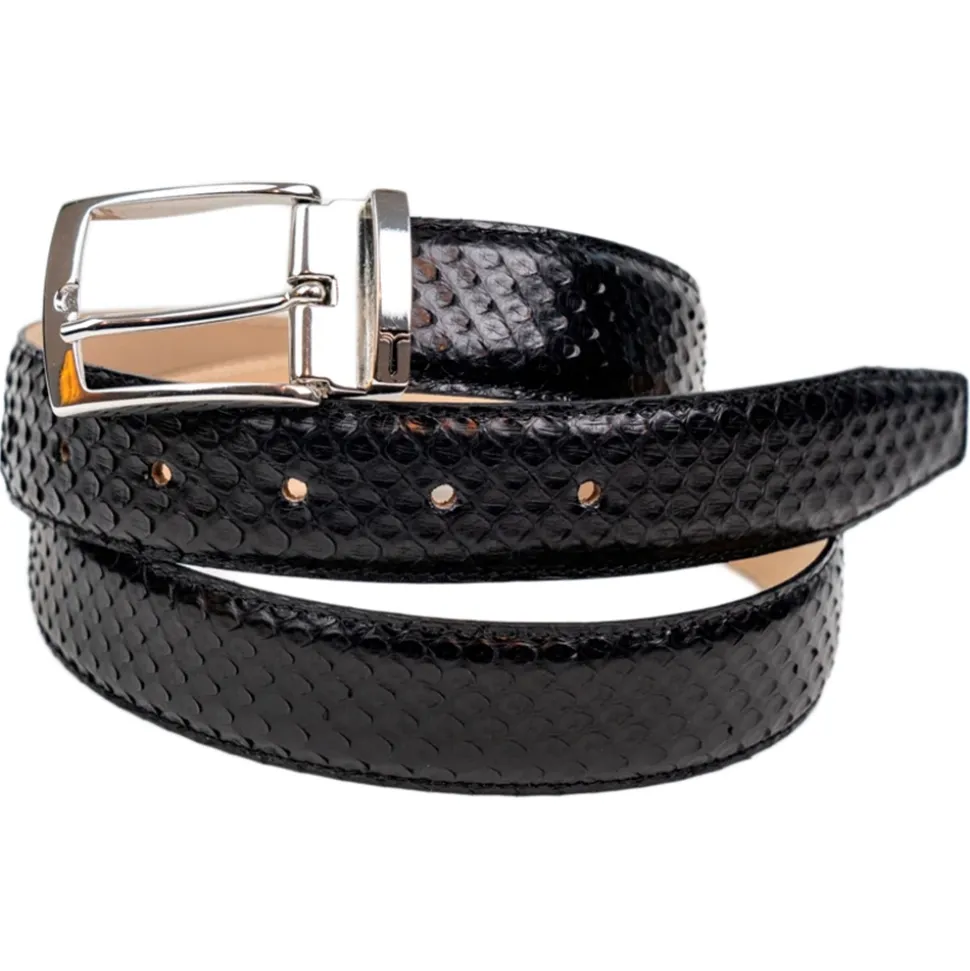 Miriam Tirinzoni - Black Python Leather Belt - Belt - Luxury Exclusive Collection - Avvenice