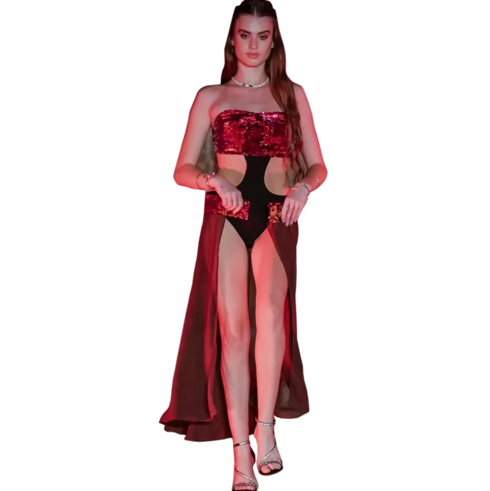 Miriam Tirinzoni - Black Swimsuit with Details in Multicolor Sequins - Swimsuit - Luxury Exclusive Collection - Avvenice