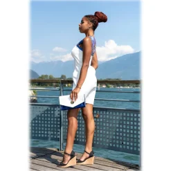Miriam Tirinzoni - Blue and White Calf Leather Bag - Bags - Luxury Exclusive Collection - Avvenice