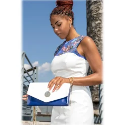 Miriam Tirinzoni - Blue and White Calf Leather Bag - Bags - Luxury Exclusive Collection - Avvenice