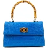 Miriam Tirinzoni - Blue Calf Leather Bag with Crocodile Print - Bags - Luxury Exclusive Collection - Avvenice