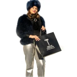 Miriam Tirinzoni - Blue Feather Fur - Midnight - Jacket - Luxury Exclusive Collection - Avvenice