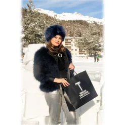 Miriam Tirinzoni - Blue Feather Fur - Midnight - Jacket - Luxury Exclusive Collection - Avvenice