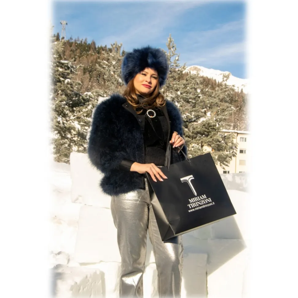 Miriam Tirinzoni - Blue Feather Fur - Midnight - Jacket - Luxury Exclusive Collection - Avvenice