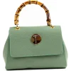 Miriam Tirinzoni - Calf Leather Bag with Bamboo Handle - Light Green - Bags - Luxury Exclusive Collection - Avvenice