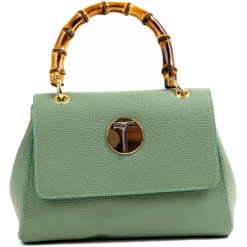 Miriam Tirinzoni - Calf Leather Bag with Bamboo Handle - Light Green - Bags - Luxury Exclusive Collection - Avvenice