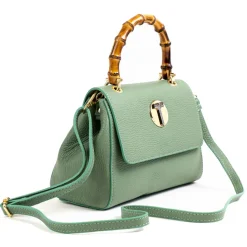 Miriam Tirinzoni - Calf Leather Bag with Bamboo Handle - Light Green - Bags - Luxury Exclusive Collection - Avvenice