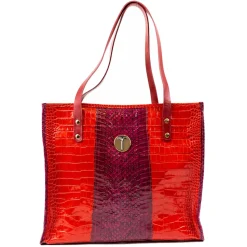 Miriam Tirinzoni - Calfskin Bag with Red Python Print - Bags - Luxury Exclusive Collection - Avvenice