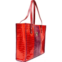 Miriam Tirinzoni - Calfskin Bag with Red Python Print - Bags - Luxury Exclusive Collection - Avvenice