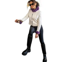 Miriam Tirinzoni - Cashmere Jacket with Bisone Fur Details - White - Jacket - Luxury Exclusive Collection - Avvenice