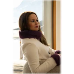 Miriam Tirinzoni - Cashmere Jacket with Bisone Fur Details - White - Jacket - Luxury Exclusive Collection - Avvenice