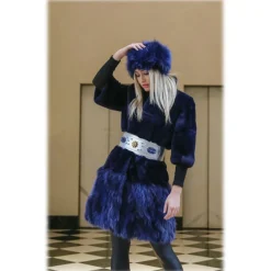Miriam Tirinzoni - Fox Fur Headpiece - Blue - Headwear - Luxury Exclusive Collection - Avvenice