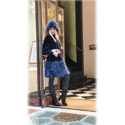 Miriam Tirinzoni - Fox Fur Headpiece - Blue - Headwear - Luxury Exclusive Collection - Avvenice