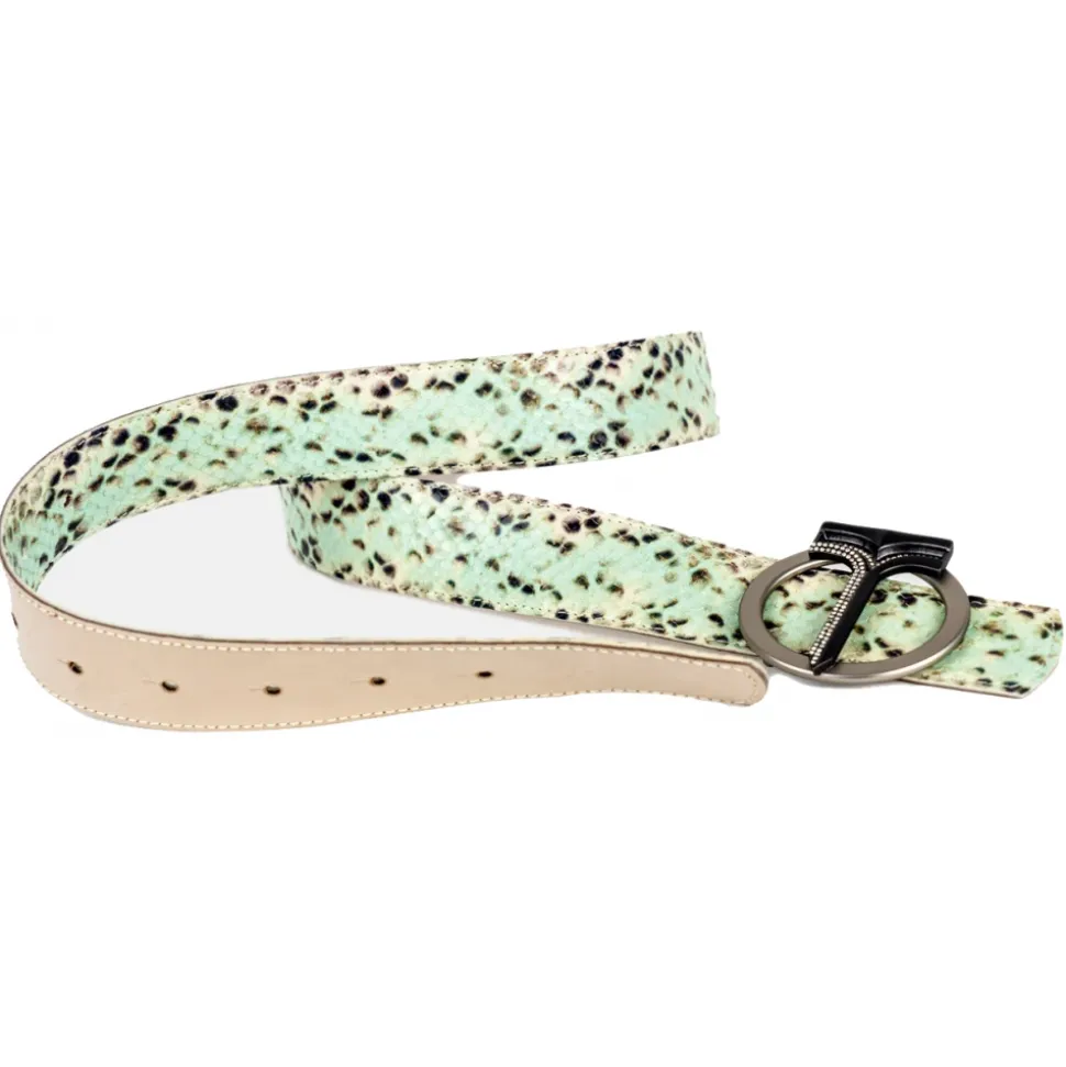 Miriam Tirinzoni - Green Calf Leather Belt with Python Print - Belt - Luxury Exclusive Collection - Avvenice