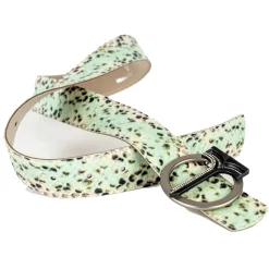 Miriam Tirinzoni - Green Calf Leather Belt with Python Print - Belt - Luxury Exclusive Collection - Avvenice