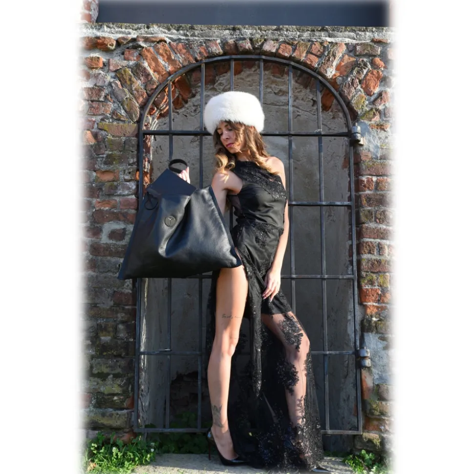 Miriam Tirinzoni - Large Black Bag - Bags - Luxury Exclusive Collection - Avvenice