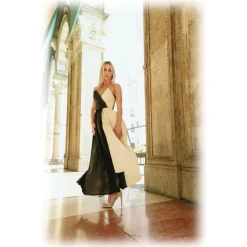 Miriam Tirinzoni - Long Bicolor Tailored Suit - Black White - Dresses - Luxury Exclusive Collection - Avvenice