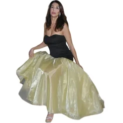 Miriam Tirinzoni - Long Black Dress with Yellow Tulle on The Bottom - Dresses - Luxury Exclusive Collection - Avvenice