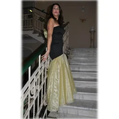 Miriam Tirinzoni - Long Black Dress with Yellow Tulle on The Bottom - Dresses - Luxury Exclusive Collection - Avvenice