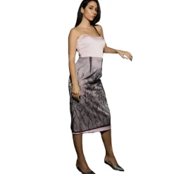 Miriam Tirinzoni - Long Tailored Dress - Pink Black - Dresses - Luxury Exclusive Collection - Avvenice