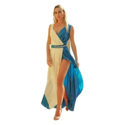 Miriam Tirinzoni - Long Tailored Dress - Blue and Creamy White - Dresses - Luxury Exclusive Collection - Avvenice