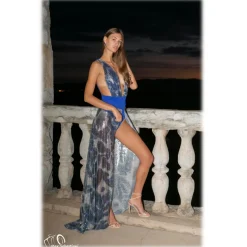 Miriam Tirinzoni - Luxury Swimsuit with a Large Sequined Pareo - Swimsuit - Luxury Exclusive Collection - Avvenice