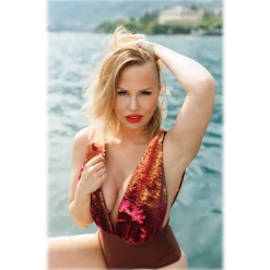 Miriam Tirinzoni - Luxury-Style Multicolor Sequin Swimsuit - Swimwear - Luxury Exclusive Collection - Avvenice