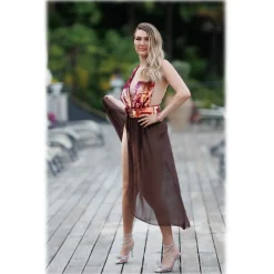 Miriam Tirinzoni - Tailored Multicolor Sequin Swimsuit with a Coordinated Skirt - Swimwear - Luxury Exclusive Collection - Avvenice