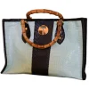 Miriam Tirinzoni - White and Brown Color Bag with Bamboo Handle - Bags - Luxury Exclusive Collection - Avvenice