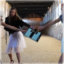 Miriam Tirinzoni - White and Brown Color Bag with Bamboo Handle - Bags - Luxury Exclusive Collection - Avvenice