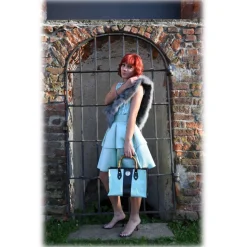 Miriam Tirinzoni - White and Brown Color Bag with Bamboo Handle - Bags - Luxury Exclusive Collection - Avvenice