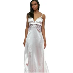 Miriam Tirinzoni - White Dress with Lilac Lace Details - Dresses - Luxury Exclusive Collection - Avvenice