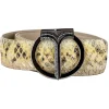 Miriam Tirinzoni - Yellow Calf Leather Belt with Python Print - Belt - Luxury Exclusive Collection - Avvenice