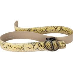 Miriam Tirinzoni - Yellow Calf Leather Belt with Python Print - Belt - Luxury Exclusive Collection - Avvenice