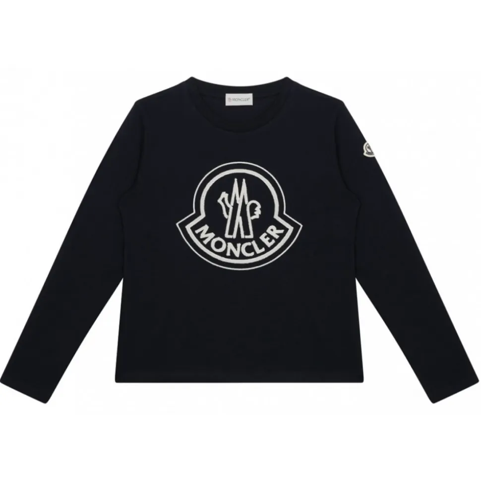 Moncler - Long-Sleeved Blue Cotton T-Shirt - Moncler Exclusive Luxury Collection - Avvenice