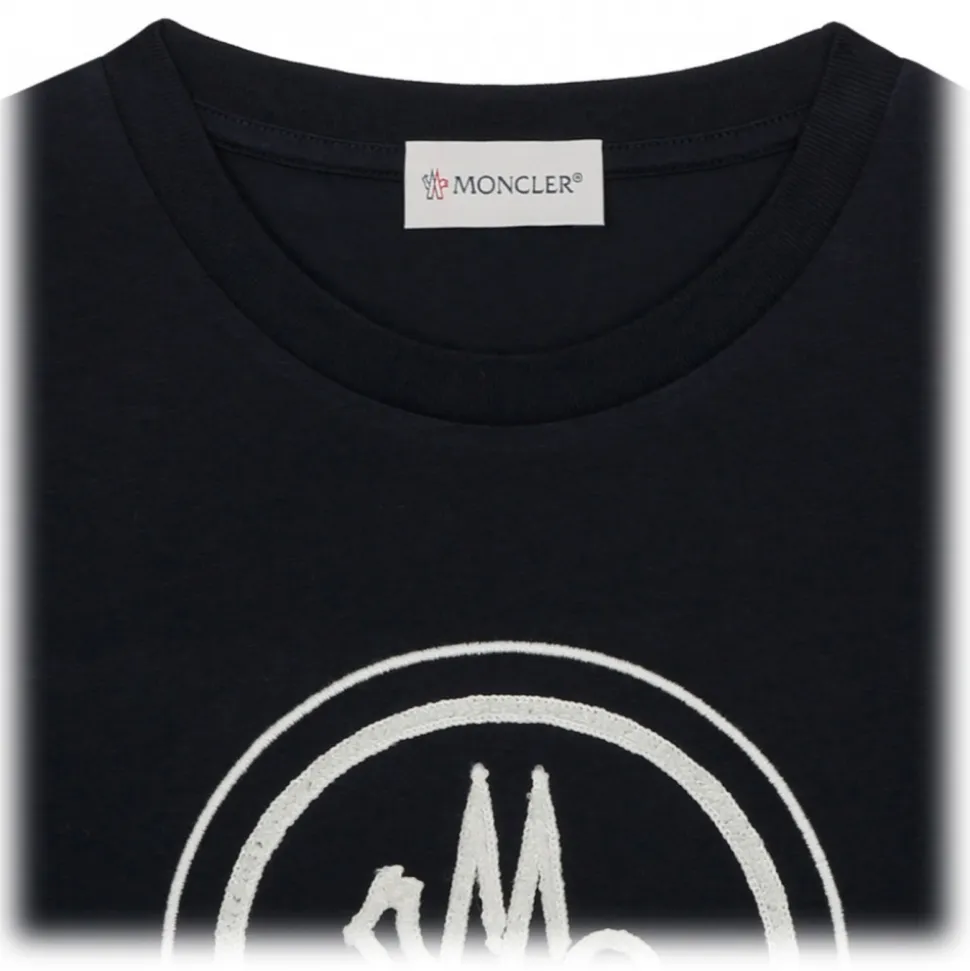 Moncler - Long-Sleeved Blue Cotton T-Shirt - Moncler Exclusive Luxury Collection - Avvenice