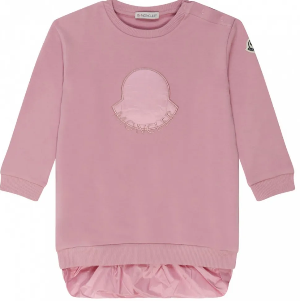 Moncler - Pink Cotton Logo Embroidered Dress - Moncler Exclusive Luxury Collection - Avvenice