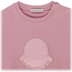 Moncler - Pink Cotton Logo Embroidered Dress - Moncler Exclusive Luxury Collection - Avvenice
