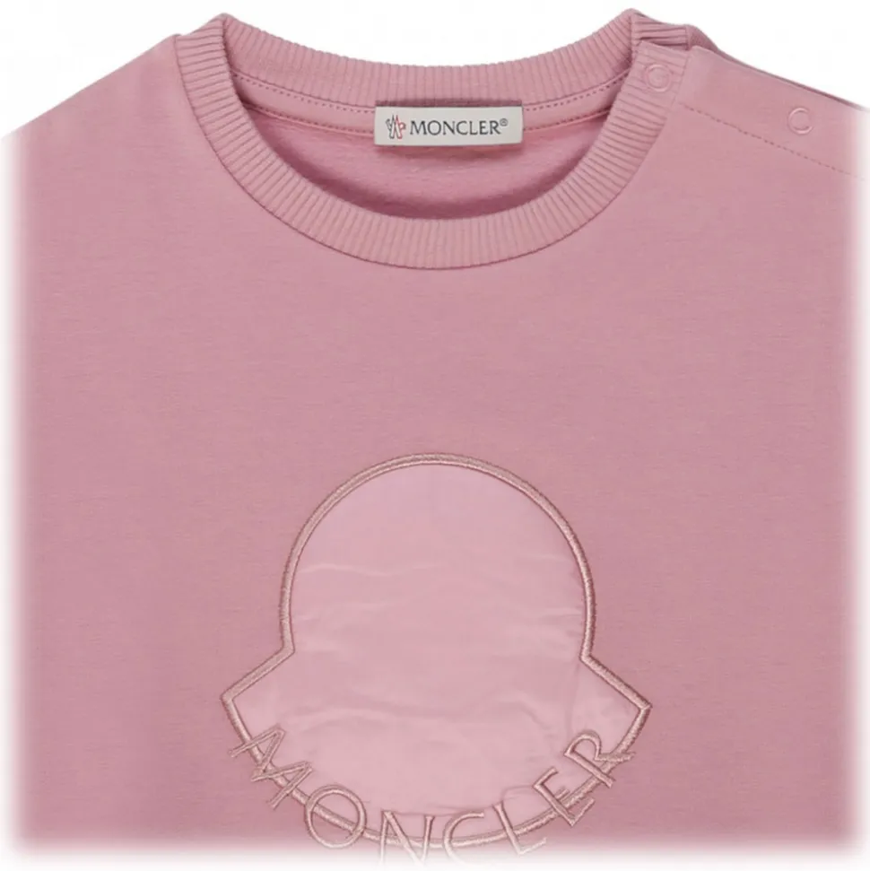 Moncler - Pink Cotton Logo Embroidered Dress - Moncler Exclusive Luxury Collection - Avvenice