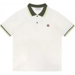 Moncler - White and Green Polo Shirt - Moncler Exclusive Luxury Collection - Avvenice