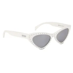 Moschino - Cat Eye Sunglasses with Micro Studs - White - Moschino Eyewear - Avvenice