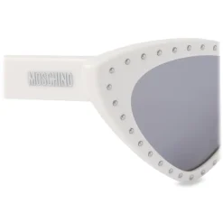 Moschino - Cat Eye Sunglasses with Micro Studs - White - Moschino Eyewear - Avvenice