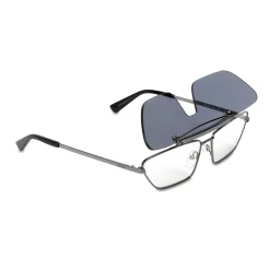 Moschino - Flip On Sunglasses with Logo - Black - Moschino Eyewear - Avvenice